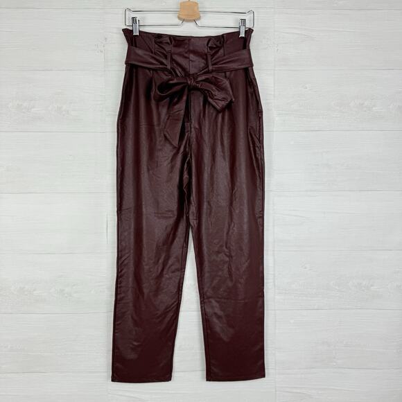 Commando Vegan Faux Leather Paperbag Pants Size Medium Ox Blood Red Grunge‎ Fall - Picture 16 of 16